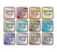 Kit de 12 encres de fusion de pigment et de teinture avec tampon de feutre | Finition effet mat | Distress Oxide de Ranger - Conçues par Tim Holtz | Numéro de kit 3 | Dimensions approximatives : 7,6 x
