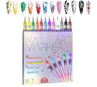 Kit de 12 marqueurs pour nail art, marqueurs à pointiller et à tracer, marqueurs acryliques, marqueurs 3D waterproof à séchage rapide, outils DIY