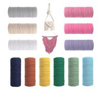 Kit de 12 Pelotes de Fil à Macramé, 1 mm x 65 m, Corde en Coton, Idéal pour Les Loisirs Créatifs, Le Tressage Carnavalesque Les Suspensions pour Plantes Le Style Bohème et Les Supports pour Plantes