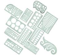 Kit de 12 Pièces Règles Géométriques, Pochoirs de Dessin Technique, Gabarits de Cercles en Plastique pour Architecture et Mesures