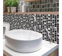 Kit de 12 stickers muraux mosaïque 3D pour salle de bain, cuisine, salon, escalier - Décoration murale lisse et non poreuse (A)