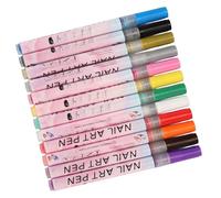 Kit de 12 Stylos 3D Nail Art, Pointe 0.5mm, pour Salon et Fêtes | Couleurs vives, motifs floraux et points précis, utilisation familiale, conception compacte portable