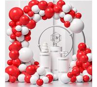 Kit de 127 guirlandes de ballons rouges et blancs en latex pour Noël, Saint-Valentin, fête prénatale, mariage, anniversaire de mariage (rouge et blanc)