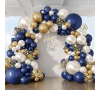 Kit de 129 ballons bleu marine, doré, blanc, arche de Graland, ballons à confettis dorés métallisés pour le Nouvel An, l'obtention d'un diplôme, un anniversaire, un mariage