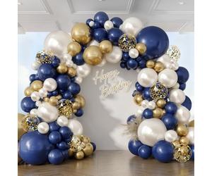 Kit de 129 ballons bleu marine, doré, blanc, arche de Graland, ballons à confettis dorés métallisés pour le Nouvel An, l'obtention d'un diplôme, un anniversaire, un mariage