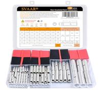 Kit de 132 connecteurs bout à bout 4/6/8/12-10 AWG - Connecteur d'épissure bout à bout en cuivre étamé - 66 épissures de fils non isolés et 66 tubes thermorétractables 3:1