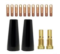 Kit de 14 consommables pour chalumeau de soudage - Buse en cuivre - Diffuseur - Pour MIG - Pour accessoires de soudage TIG - Noyau de flux sans gaz de qualité professionnelle