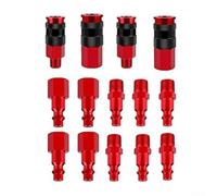 Kit de 14 raccords rapides pneumatiques, 6,35 mm, en aluminium rouge, ensemble d'accessoires pour compresseur d'air avec verrouillage à six billes pour outils industriels généraux et applications
