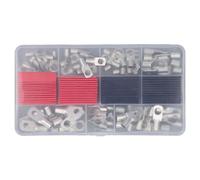 Kit de 140 connecteurs à cosse en fil de cuivre rouge, connecteurs de câble de batterie à embout rond nu avec gaine thermorétractable pour systèmes électriques solaires et