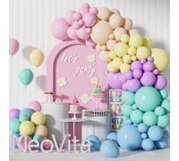 Kit de 146 guirlandes d'arche de ballons arc-en-ciel pastel, 4 tailles 45,7/30,5/25,4/25,7 cm, ballons pastel couleur macaron pour fête d'anniversaire, fête prénatale, mariage, décorations de fête de