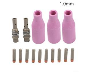 Kit de 15 buses de torche MIG 15AK avec embouts en cuivre, buse à gaz en faïence pour consommables de soudage MB15, doublure de 0,6 mm à 0,2 mm et diffuseur de support de pointe pour MAG pour pièces
