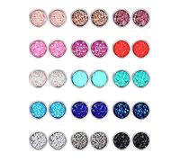 Kit de 15 Paires de Faux Druzy Boucles d'Oreilles Rondes en Acier Inoxydable - Bijoux de Piercing Boho pour Femmes (10,0 Millimètres)