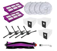 Kit de 15 pièces de rechange pour aspirateur EUREKA V15 Pro/EUREKA J15, Ultra J15 pour Ultra-WH, y compris brosses à rouleaux, brosses latérales, serpillères, sacs à poussière