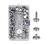 Kit de 150 boutons-pression pour toile avec outil en acier inoxydable - 15 mm - Avec outil de réglage - Boutons de fixation en métal - Pince de fixation
