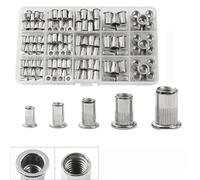 Kit de 150 écrous à riveter en acier inoxydable M3 M4 M5 M6 M8 avec outil et 5 pinces sertir tête plate pour Réparation de Véhicules Remorques Meubles(A)