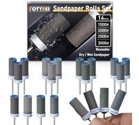 Kit de 1500 2000 2500 3000 grains réutilisables pour outil rotatif Dremel avec tige de 0,3 cm, 16 pièces de tambours de ponçage secs/humides pour polissage du bois/métal/jade