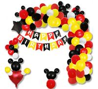Kit de 156 guirlandes de ballons en latex motif souris de dessin animé 45,7 cm, 30,5 cm, 25,4 cm, 25,4 cm, 12,7 cm, ballons en latex pour décoration de fête d'anniversaire sur le thème de la souris,