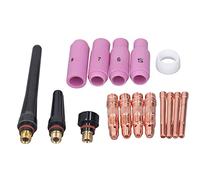 Kit de 16 accessoires pour chalumeau de soudage, buse en céramique, capuchon de pression, pinces, corps, électrode, couvercle avant en PTFE, pistolet de soudage