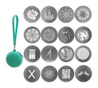 Kit de 16 Gobos ronds pour snoot optique, 66 mm, motifs de plaque métallique pour fixation de projecteur, compatible avec Godox BFP/OT1/OT1 Pro/II/Westcott, pour portraits/produits/aliments/YouTube