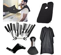 Kit de 16 pièces de toilettage de barbe avec ciseaux à effiler ciseaux à effiler peignes salon cape tablier plumeau brosse Shaper Portable Style pour la maison