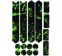 Kit de 16 Stickers Vélo Noir et Vert - Autocollants de Protection Cadre VTT, Vélo de Course, Fat Bike et E-bike B0219