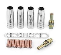Kit de 17 buses pour torche de soudage, avec embouts de contact de 0,8 mm ; porte-buse MIG/MAG compatible avec les modèles Binzel 15AK, TBI 150 et MB 14/15 - ensemble d’accessoires