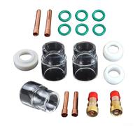 Kit de 17 lentilles à gaz pour torche TIG pour tasse chauffante Stubby #12 (3/32"), compatible avec la série WP-17/18/26, comprend lentilles, mandrins, joints en PTFE et mer