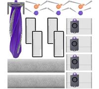 Kit de 17 pièces de rechange pour aspirateur robot Narwal Flow à vide automatique, 1 brosse principale, 6 brosses latérales, 4 filtres, 2 balais à roulettes, 4 sacs à poussière