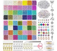 Kit de 17455 Perles de Rocaille 3mm en 56 Couleurs - Bracelet, Bijoux, Collier, Boucles d'Oreilles - 655 Accessoires Lettre Souriantes pour la Décoration de Bricolage