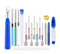 Kit de 18 aiguilles de poinçonnage pour adultes débutants avec enfile-aiguille, aiguilles à broder, poignée antidérapante, poignée ordinaire, ciseaux à fil, découseur, stylo à broder, doigtier