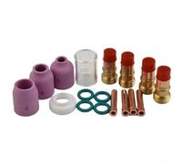 Kit de 18 lentilles à gaz TIG Stubby pour WP17/18/26, buse en céramique de 2,4 mm et tasse de chaleur, ensemble d'accessoires de torche de soudage
