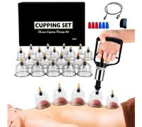 Kit de 18 Ventouses Thérapeutiques, ventouse massage anti-cellulite et relaxation musculaire，ventouse hijama comprenant aiguilles d'acupression amovibles, pompe à vide, tuyau d'extension