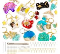 Kit De 182 Moule Silicone Resine Epoxy, 32 Modèles Moules Silicone Résine Pour Artisanat, Divers Moule Résine Epoxy Forme Porte-Clés Pendentifs, Ornements, Breloques, Bijoux Moule Resine