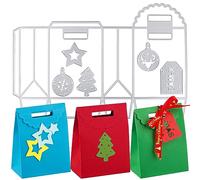 Kit de 1pc Matrice de Découpe Scrapbooking Sac de Noël et 5pcs Étiquettes Dies Cutting Arbre de Noël Étoile Renne Flocon de Neige Pochoirs Matrices Décoration DIY pour Fête Anniversaire Noël