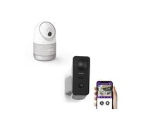 Philips - Kit de 2 caméras connectées motorisées avec autotracking - WelcomeEye Look 531051 (pour intérieur) + WelcomeEye View 531050 (pour extérieur) - Philips