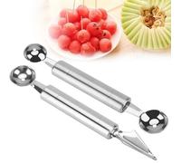Kit de 2 Cuillères à Melon Double Termine Melon Baller en Acier Inoxydable Outil de Sculpter Boules de Fruits Icecream