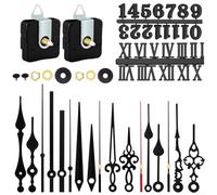 Kit de 2 mécanismes d'horloge à quartz à piles pour réparation d'horloge murale et fabrication avec 56 options de paire d'aiguilles pour des designs uniques (D)