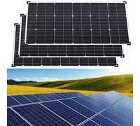 Kit de 2 panneaux solaires de 200 W avec régulateur de charge 40 A, kit d'adaptation pour panneaux solaires monocristallins flexibles, câble de raccordement pour camping-car, caravane, fourgon, bate