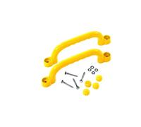 Kit de 2 poignées de terrain de jeu, cabane de jeu en plastique jaune, poignées d'escalade avec vis, accessoires de balançoire de parc dans les arbres