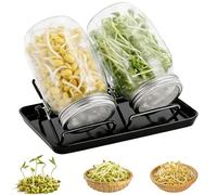 Kit de 2 Pots à Germer 1000 ML - Verre Épais + Couvercles Inoxydable 304, pour Graines Germées Maison, Sain et Zéro Déchet