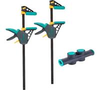 Kit De 2 Serre-joints à Une Main Xl Et Connecteur - Ouverture Jusqu'à 1060 Mm - Force De Serrage Max. 120 Kg - Réf. 8624000 - Wolfcraft