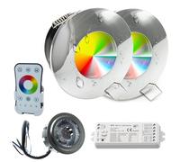 Kit de 2 spots chromothérapie salle de bain box douche centre esthétique encastrable LED 6 W RGB contrôleur Wi-Fi vocal Alexa Google 12 V IP65