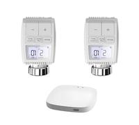 Kit de 2 Têtes Thermostatiques Connectées Universelle avec Ecran LCD + Passerelle ZigBee