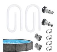 Kit de 2 tuyaux de pompe de piscine de 1,5 m (38 mm) - Tuyau de rechange robuste avec 4 colliers de serrage en acier inoxydable et 2 adaptateurs | Compatible avec les filtres de piscine enterrée
