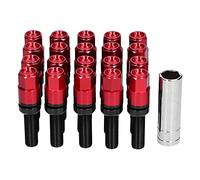 Kit de 20 boulons de roue M12 x 1,25 avec manchons, longueur de filetage de 28 mm, kit d'écrous de roue en acier rouge pour voitures, ajustement universel pour la plupart des véhicules