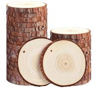 Kit de 20 tranches de bois naturel, non finies, pré-percées avec trou, cercles en bois for décorations de Noël, bricolage Pour Pyrograveur(8-9cm)