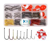Kit de 200 hameçons de pêche en eau douce avec hameçons, poids de pêche, flotteurs pour la pêche, équipement de pêche pour débutants pour truite, panfish