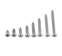 Kit de 200 vis autotaraudeuses Klanata en acier inoxydable SS304, tête bombée plate M3 6 mm-30 mm, matériel de fixation pour métal, bois, bricolage (Vis auto-tapissées de tête ronde)