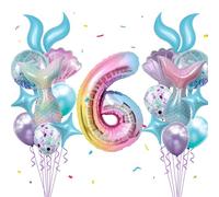 Kit de 21 ballons géants de décoration d'anniversaire sirène en aluminium pour filles - 101,6 cm - Pour fête sur le thème de la mer - Pour anniversaire, fête prénatale