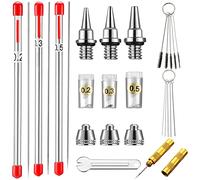 Kit de 21 pièces de rechange pour buse d'aérographe avec clé et kit de nettoyage pour aérographe - 0,2/0,3/0,5 mm